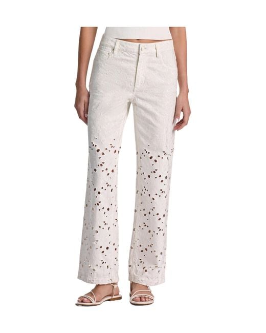Alice + Olivia Gray Chic Laser-Cut Straight-Leg Jeans