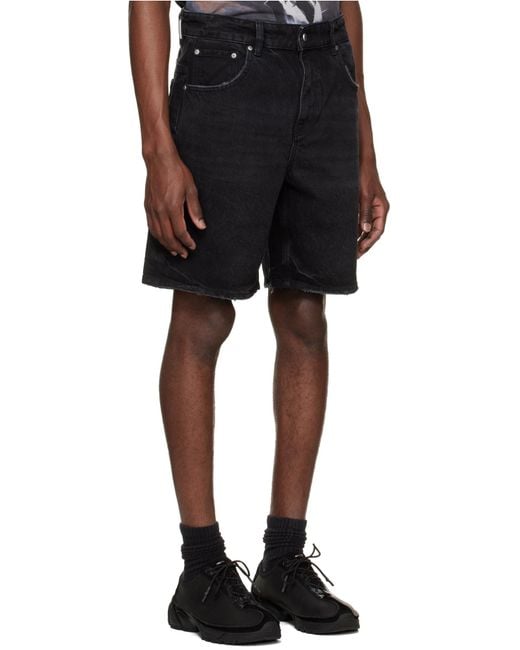 Represent Black Distressed Denim Shorts for men