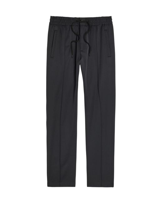 Dolce & Gabbana Blue Drawstring Straight-Leg Stretch-Wool Trousers for men
