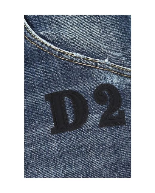 DSquared² Blue Logo Patch Slim-Cut Jeans for men