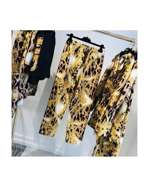 Versace Yellow Printed Casual Pants for men