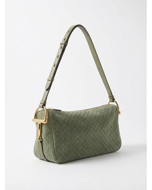 Gucci Green Half Horsebit Medium Shoulder Bag