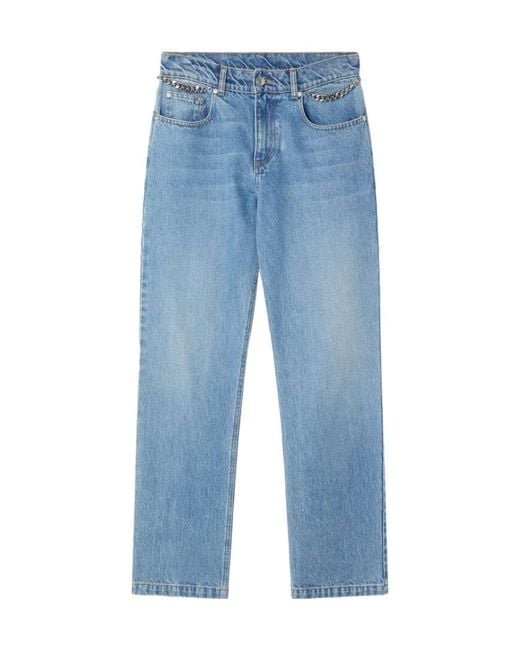 Stella McCartney Blue Low-Rise Logo Patch Jeans