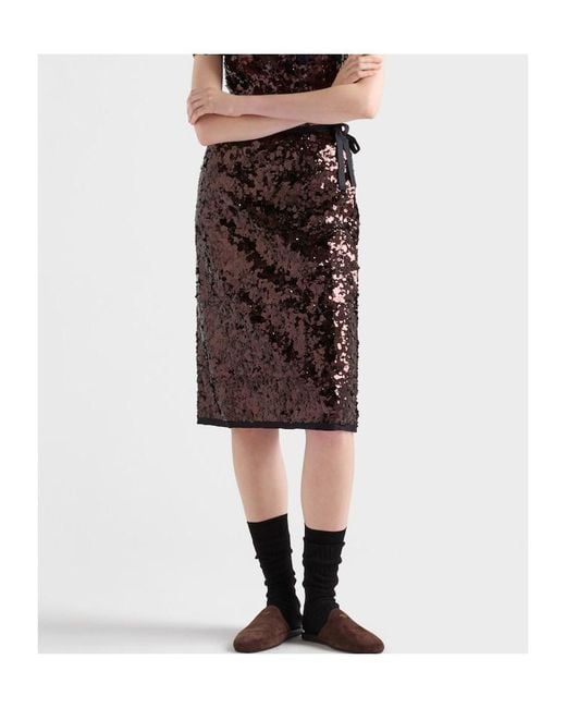 Prada Black Sequin-Embellished Midi Skirt