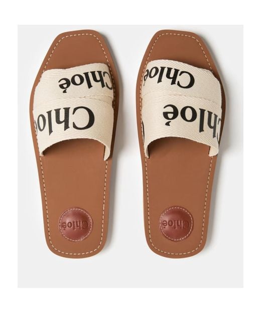 Chloé White Logo Slippers
