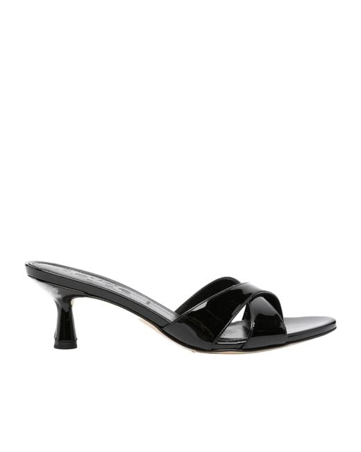 Aeyde Black Criss-Cross Leather Sandals