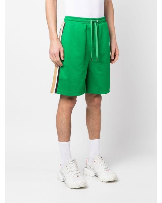 Valentino Green Vlogo Side-Stripe Track Shorts for men