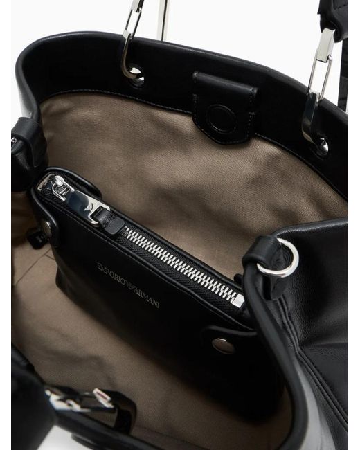Emporio Armani Black Myea Logo Stamp Top Handle Bag