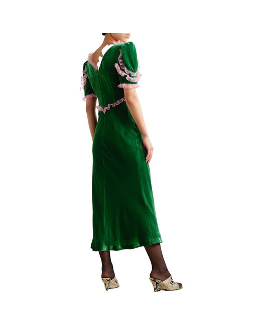 Saloni Green Velvet Dress