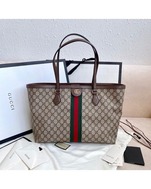 Gucci Brown Ophidia Gg Medium Tote Bag