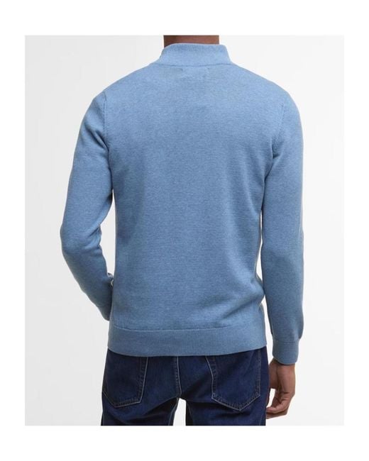 Barbour Blue Half-Zip Knitted Jumper for men