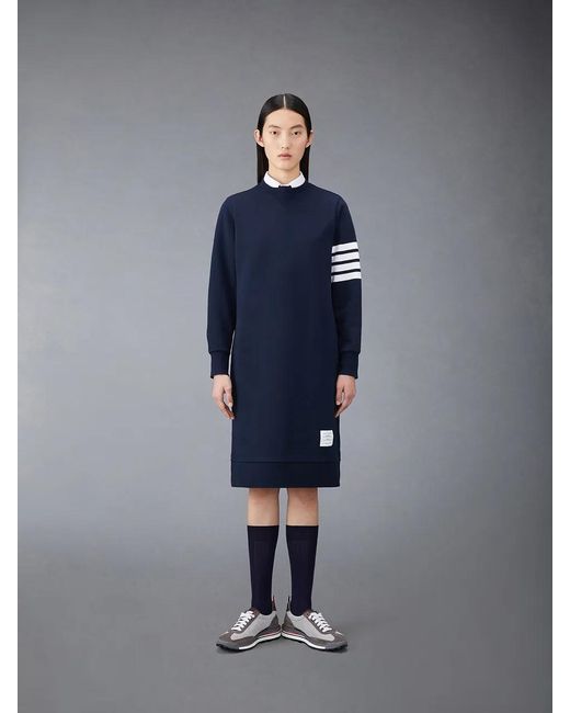 Thom Browne Blue 4-Bar Long-Sleeved Sweatshirt Dress
