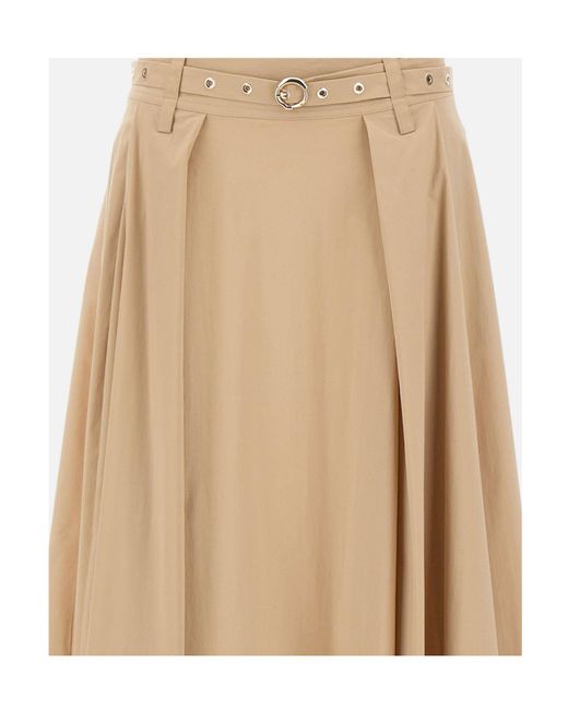 Liu Jo Natural Pleated Belted Midi Skirt
