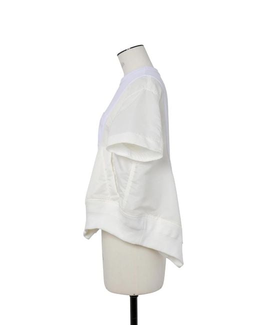 Sacai White Button-Detailed Short-Sleeved Top