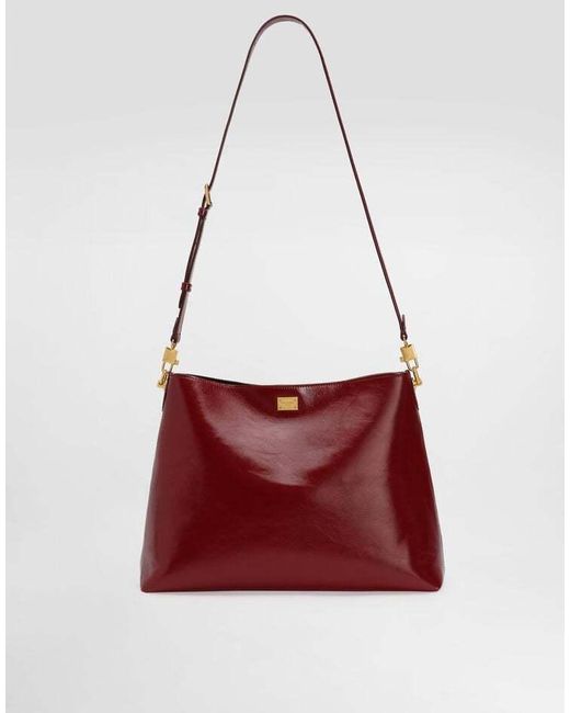 Dolce & Gabbana Red Large Vittoria Logo Plate Shoulder Bag