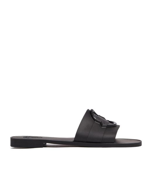 Moncler Black Mon Logo Detailed Slides