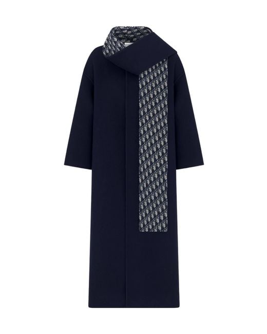 Dior Blue Coat With Scarf Collar