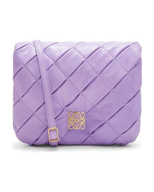 Loewe Purple Puffer Goya Woven Shoulder Bag