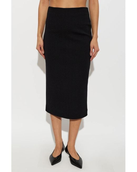 Max Mara Black Slit Midi Skirt
