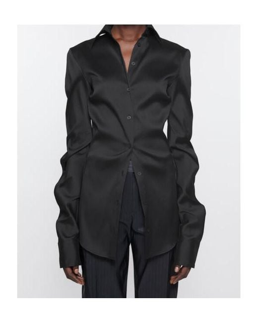 Acne Black Asymmetrical Button-Down Shirt