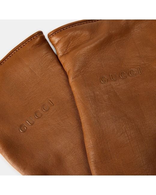 Gucci Brown Classic Tailored Leather Gloves