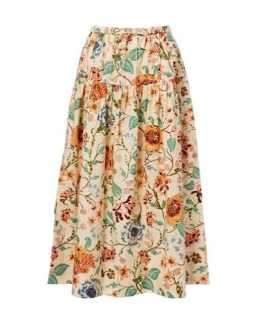 Ulla Johnson Metallic Theodora Floral Cotton Midi Skirt