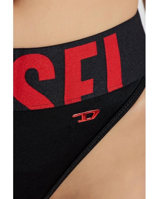 DIESEL Red Lola-D-Pop Cut-Off Logo Bikini Bottoms