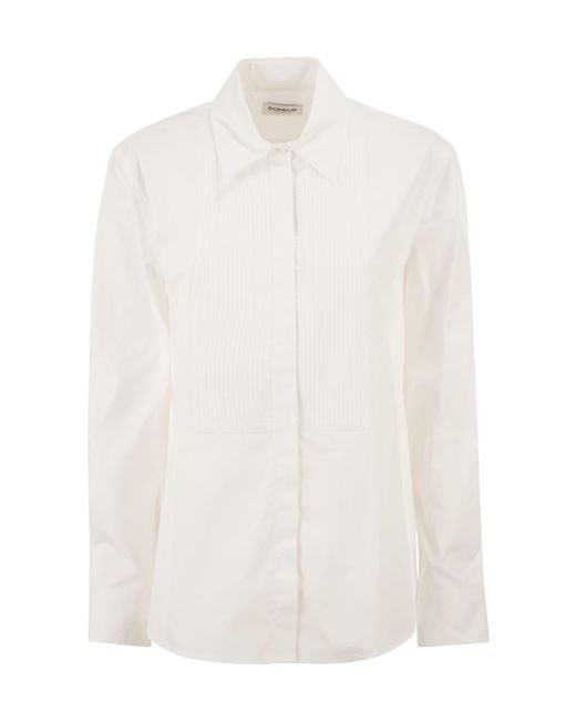 Dondup White Pleated Bib Front Shirt