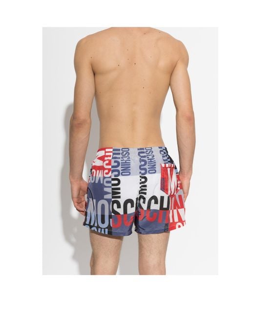 Moschino Blue Drawstring Swim Trunks for men