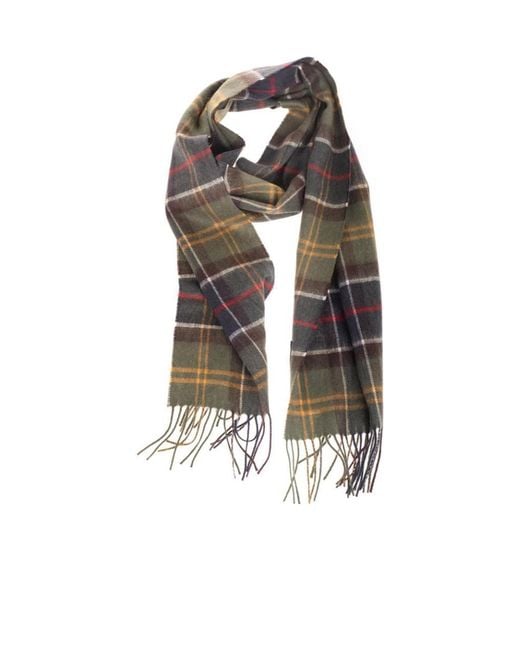 Barbour White Tartan Fringed Scarf for men