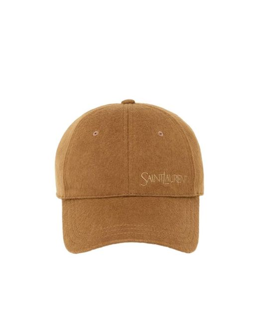 Saint Laurent Brown Logo Embroidered Baseball Cap