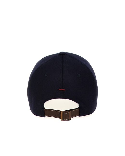 Brunello Cucinelli Blue Logo Embroidered Baseball Cap for men