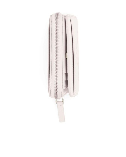 Marc Jacobs White Logo Printed Zipped Mini Compact Wallet