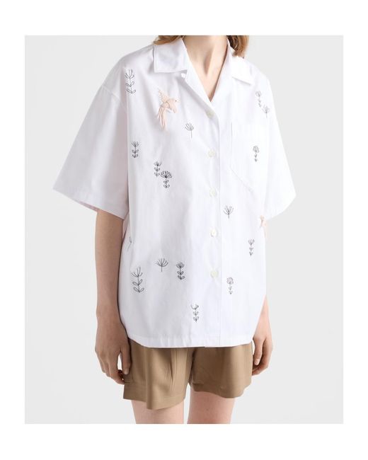 Prada White Short-Sleeved Button-Up Shirt