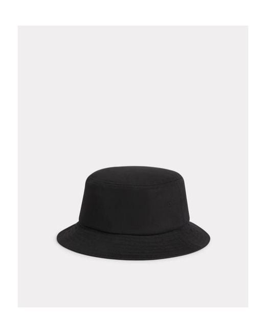KENZO Black Flower Logo Embroidered Bucket Hat for men