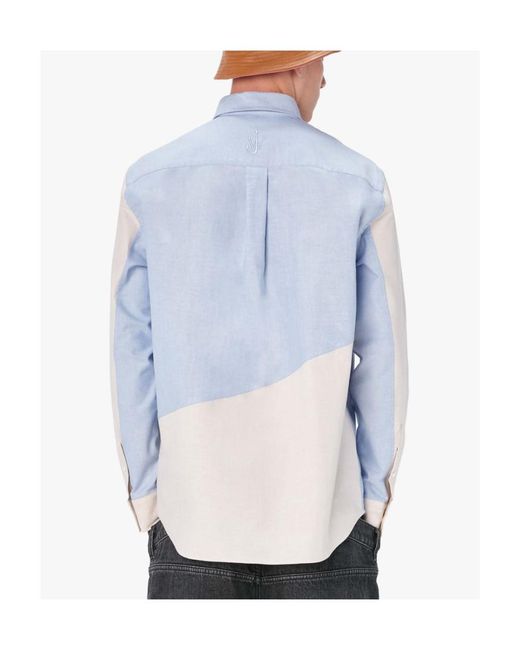 J.W. Anderson Blue Patchwork-Design Button-Down Shirt for men