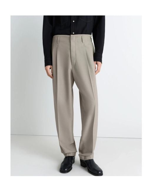 Lemaire Gray Pleated-Front Side-Adjustable Trousers for men