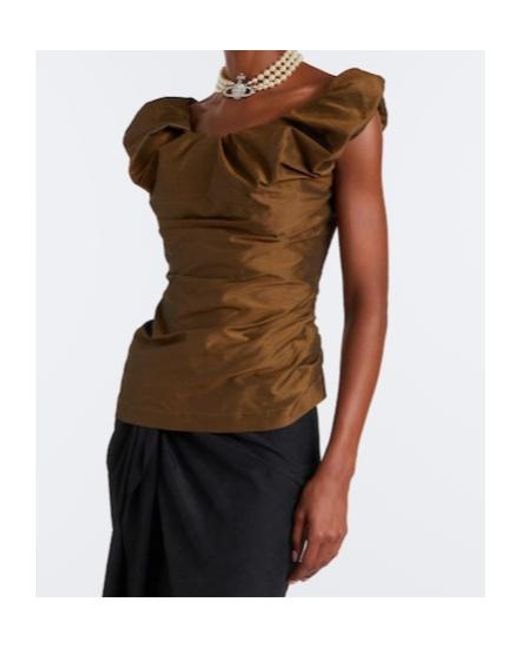 Vivienne Westwood Brown Ginnie Off-Shoulder Twill Top