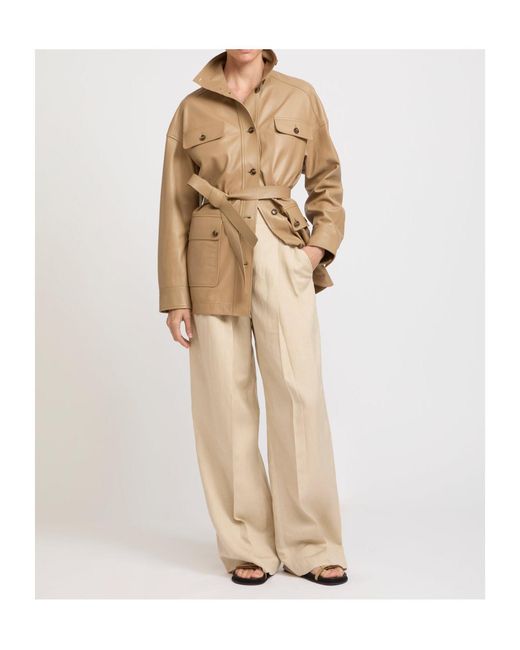 Yves Salomon Natural Buttoned Belted Jacket