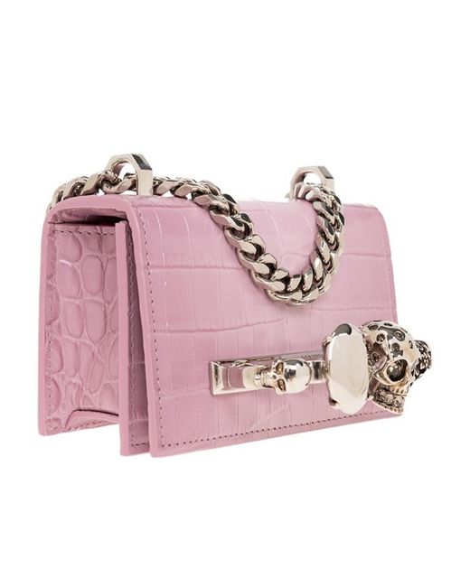 McQueen Pink Jewelled Satchel Micro Shoulder Bag