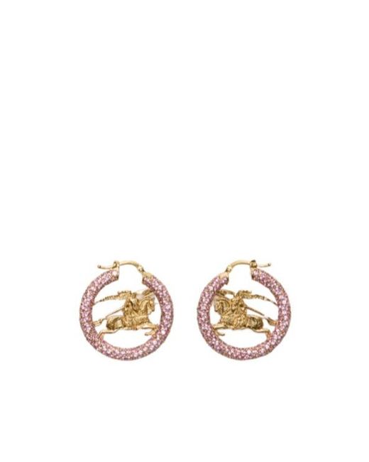 Burberry Metallic Knight Pavé Hoop Earrings