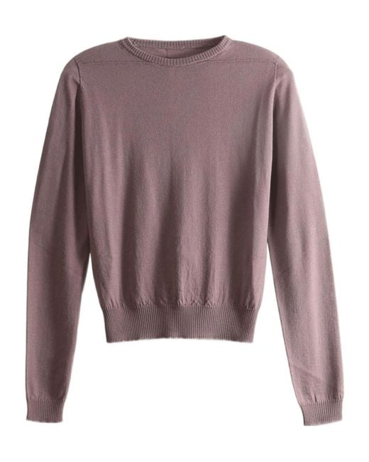 Rick Owens Purple Crew Neck Long-Sleeved Knitwear