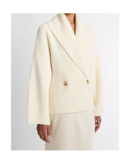 Vince Natural Wool-Blend Draped Sweater Coat