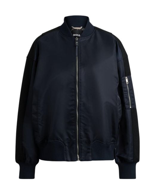 Boss Blue Panelled Bomber Jacket
