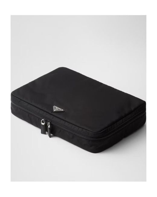 Prada Black Large Re-Nylon Zipper Pouch for men