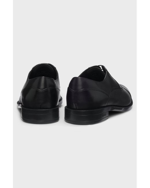Boss Black Cap-Toe Derby Shoes for men