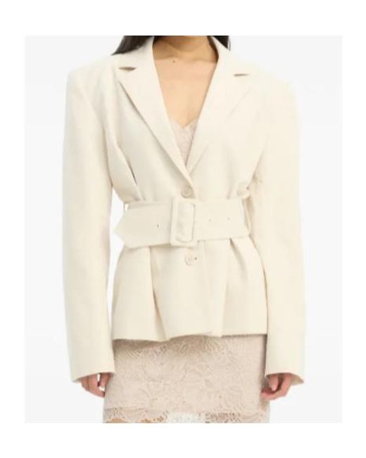 ROTATE BIRGER CHRISTENSEN Natural Belted Fitted Blazer