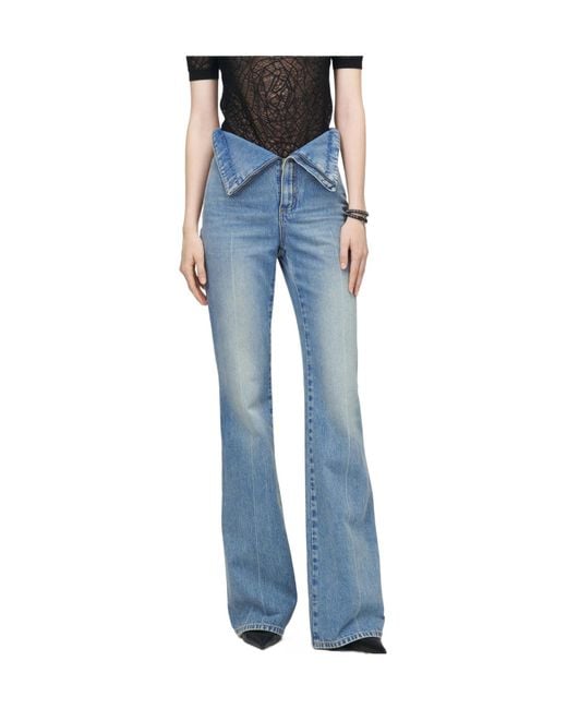 McQueen Blue Fold Over Waist Jeans