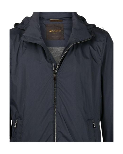 Moorer Blue Long-Sleeved Hooded Jacket for men
