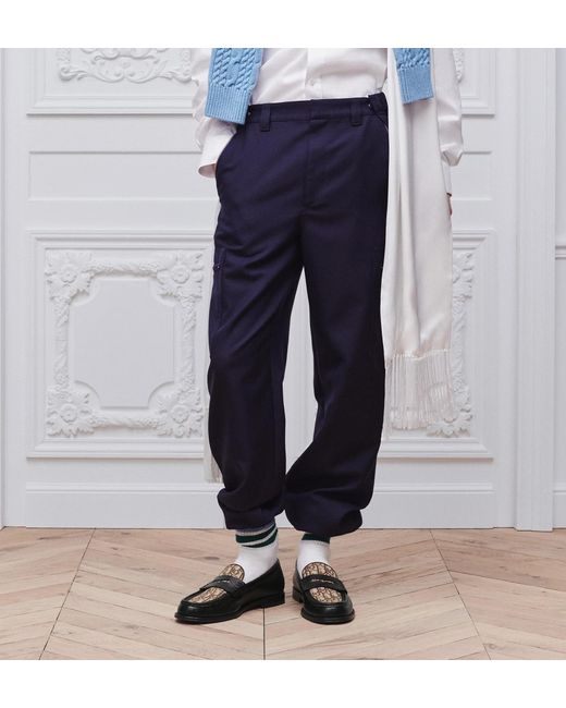 Dior Blue Cargo Pants With Embroidery for men
